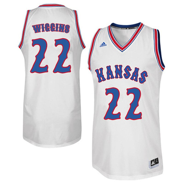 Men #22 Andrew Wiggins Kansas Jayhawks Retro Throwback College Basketball Jerseys Sale-White